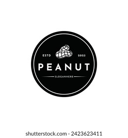 Peanut logo design creative idea, vintage retro label circle