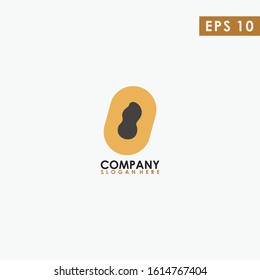 Peanut Logo Design Vector Template Isolated In Shape Colour. Modern Design. Vector Illustration.