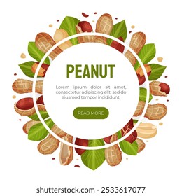 Peanut Natural Banner Design with Kernel Shell Vector Template