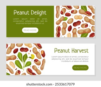 Peanut Natural Banner Design with Kernel Shell Vector Template