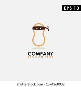 Peanut Of Ninja Logo Design Vector Template. Modern Design. Vector Illustration
