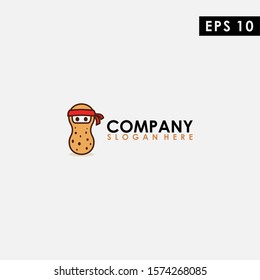 Peanut Of Ninja Logo Design Vector Template. Modern Design. Vector Illustration