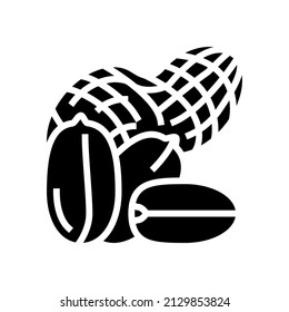 peanut nut glyph icon vector. peanut nut sign. isolated contour symbol black illustration