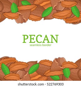Peanut nut Horizontal seamless border. Vector illustration card top and bottom of a delicious peanuts fruit in the shell whole shelled leaves appetizing looking for packaging design healthy food