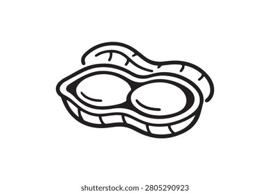 Peanut nut Outline Vector Icon