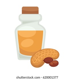 Peanut oil in bottle. Vector flat isolated icon