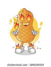 peanut on fire mascot. cartoon vector