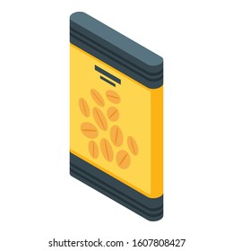 Peanut package icon. Isometric of peanut package vector icon for web design isolated on white background