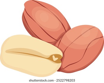 Peanut with Peanut Peeled Illustration Isolated on White Background
