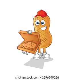 peanut pizza delivery boy vector. cartoon character