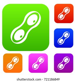 Peanut pods set icon color in flat style isolated on white. Collection sings vector illustration