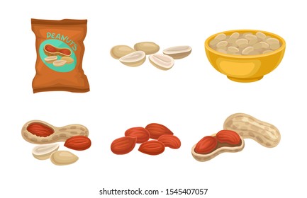 Peanut Product Vector Set Isolated On White Background