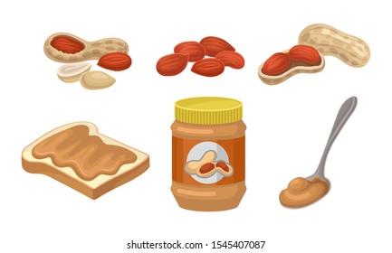 Peanut Product Vector Set Isolated On White Background