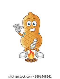 personaje de malvaviscos asados con maní. vector de mascota de dibujos animados
