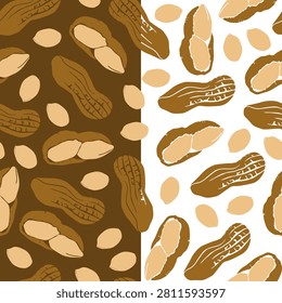 peanut seamless pattern background. peanuts pattern for packaging. groundnut pattern background for peanut butter packaging.
