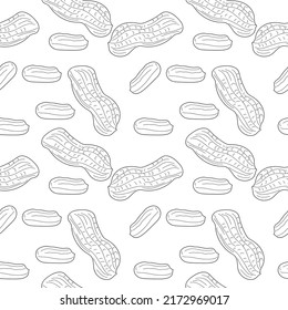 Peanut seamless pattern. Linear Peanut Pattern on white background. seamless background, vector illustration