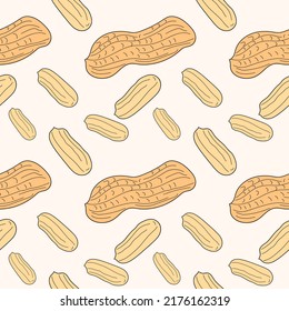 Peanut seamless pattern. Peanut seamless pattern for print. Decoration for food packaging. vector illustration