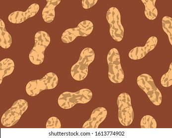 Peanut seamless pattern. Roasted peanuts in shell. Background design for printing on wrappers, packaging, fabrics and wallpapers. Vector illustration