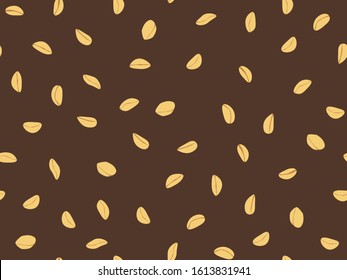 Peanut seamless pattern. Roasted peanuts. Background design for printing on wrappers, packaging, fabrics and wallpapers. Vector illustration