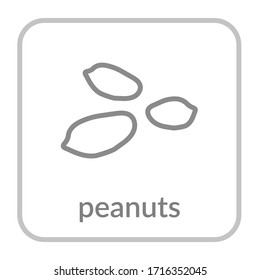 Peanut seed icon. Groundnut outline flat sign, isolated white background. Symbol health nutrition, eco food protein. Contour linear shape. Sweet nutritious organic. Cartoon design Vector illustration