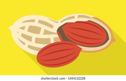 Peanut shell icon. Flat illustration of peanut shell vector icon for web design