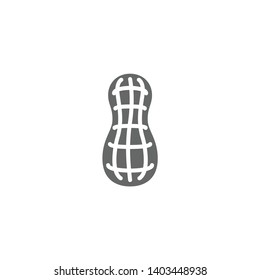 Peanut shell simple vector icon. Peanut or groundnut black isolated symbol.
