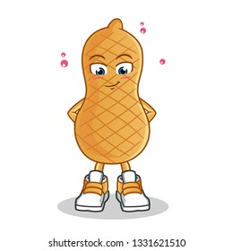 peanut shy mascot vector cartoon illustration