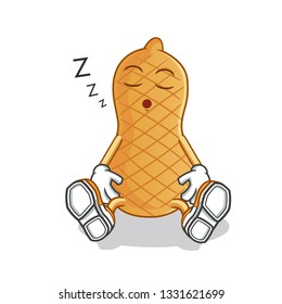 peanut sleep mascot vector cartoon illustration