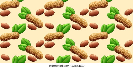 Peanut. Texture with leaves