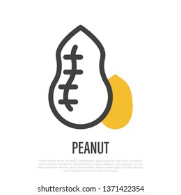 Peanut thin line icon. Symbol for packaging. Vector illustration of allergen.