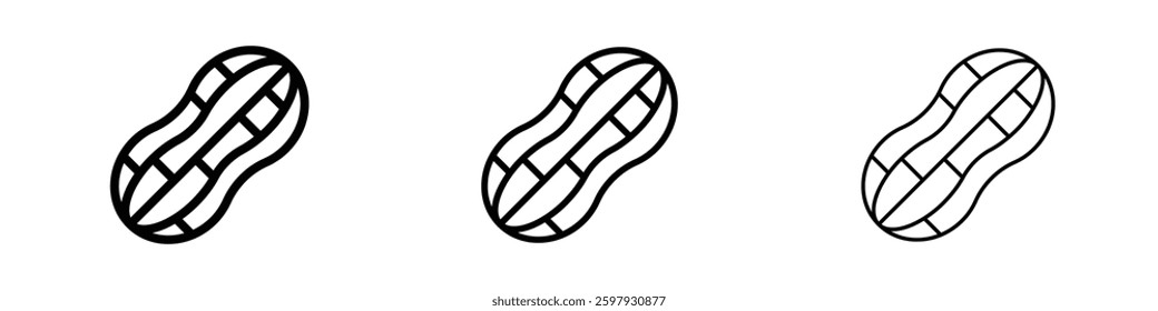 Peanut thin line vector icon set.