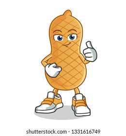 peanut thumbs up mascot vector cartoon illustration