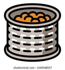 Peanut tin can icon. Outline peanut tin can vector icon for web design isolated on white background