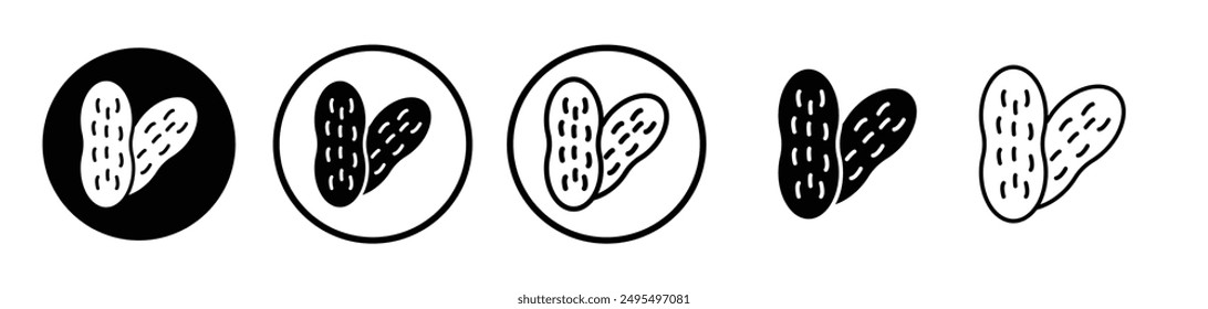 Peanut vector icon set in black and white color.