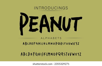 Peanut Vector Illustration Grunge Horror Typographie. Hand Made Brush Font.