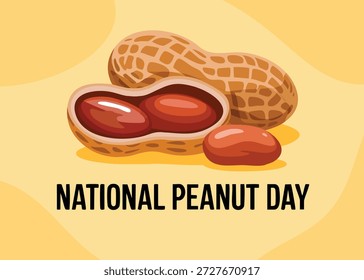 Ilustración vectorial de maní aislada sobre fondo marrón ideal para el diseño de carteles del Día Nacional del Maní Celebración de la delicadeza estadounidense Proyecto temático del 13 de septiembre