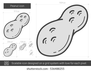 Peanut vector line icon isolated on white background. Peanut line icon for infographic, website or app. Scalable icon designed on a grid system.