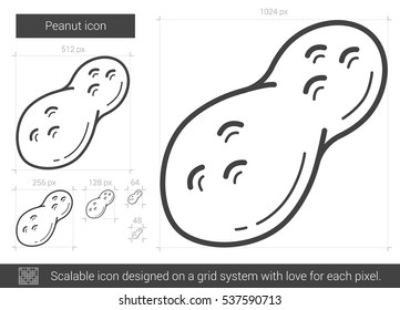 Peanut vector line icon isolated on white background. Peanut line icon for infographic, website or app. Scalable icon designed on a grid system.