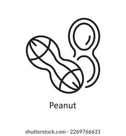 Peanut Vector Outline Icon Design illustration. Grocery Symbol on White background EPS 10 File