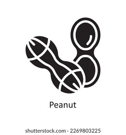 Peanut Vector Solid Icon Design illustration. Grocery Symbol on White background EPS 10 File