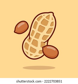 Peanut Vegetable Cartoon illustration. Premium Cartoon Vector Icon Illustration. Food Object Icon Concept Isolated Premium Vector. Flat Cartoon Style