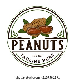 Peanut Vintage Logo Design. For Plant Breeding And Agriculture