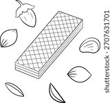 Peanut Wafer Black and White Vector Line Art Illustration