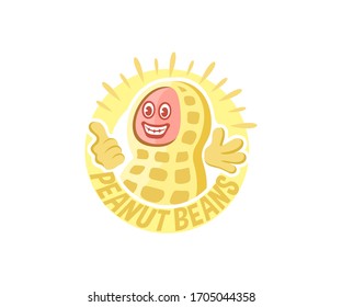 Peanuts bean cartoon character, logo design. Food and nutrition, plant, vector design and illustration