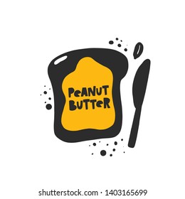 Peanuts butter. Hand drawn vector illustration. Can be used for cafe, menu, shop, bar, restaurant, bakery, poster, sticker, logo, detox diet concept, farmers market