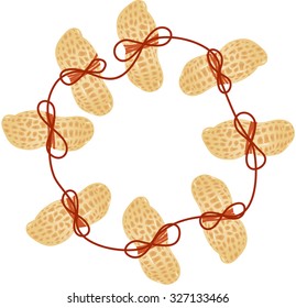 Peanuts forming circle with ribbon