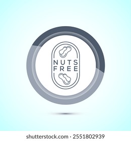 Peanuts free icon, No nuts label. Allergen free logo illustration, Gray Color Button Design