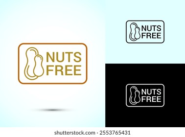 Peanuts free icon, No nuts label. Allergen free logo illustration