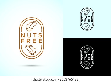 Peanuts free icon, No nuts label. Allergen free logo illustration