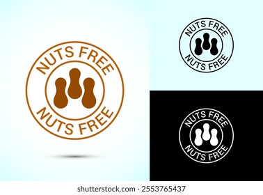 Peanuts free icon, No nuts label. Allergen free logo illustration